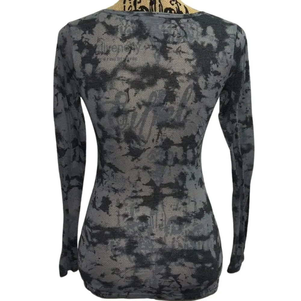 INC International Concepts Rock & Roll Sheer Long Sleeve Shirt Gray Size Small - Picture 2 of 6